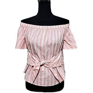 BP. Off The Shoulder Striped Shirt